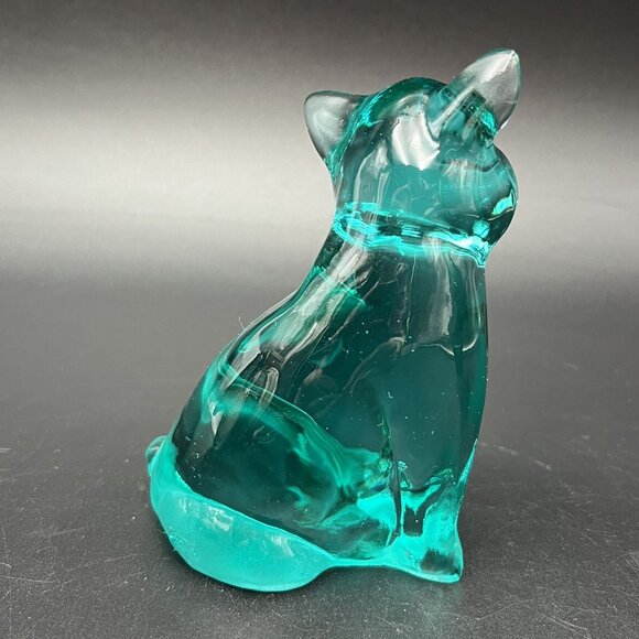 Fenton Aqua Teal Blue Green Glass Pig Figurine Original Sticker - Picture 5 of 10